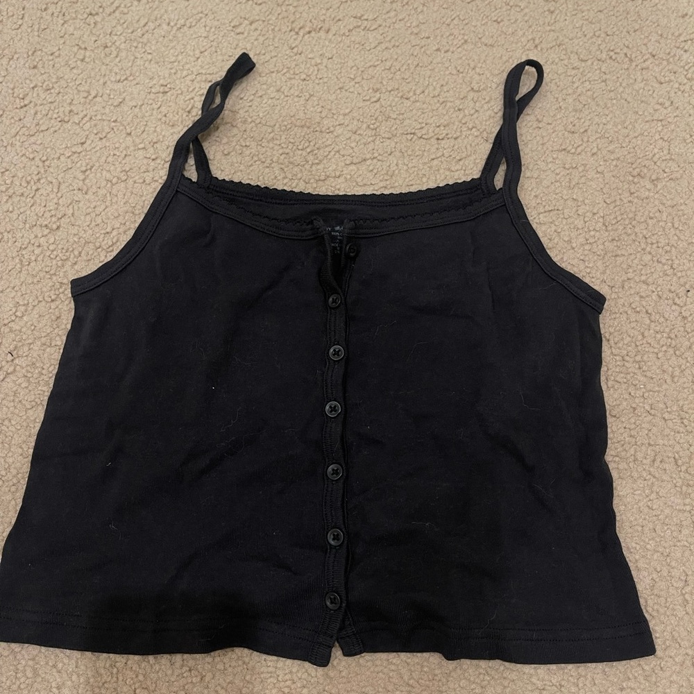 Brandy Melville Black Button Up Tank Top